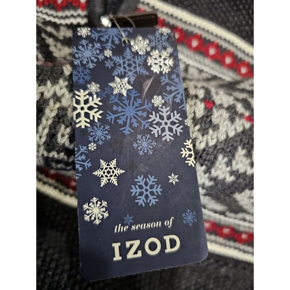 NWT‎ Men's IZOD Fair Isle 1/4 Zip Sweater Dark Gray Size Large - Picture 11 of 11